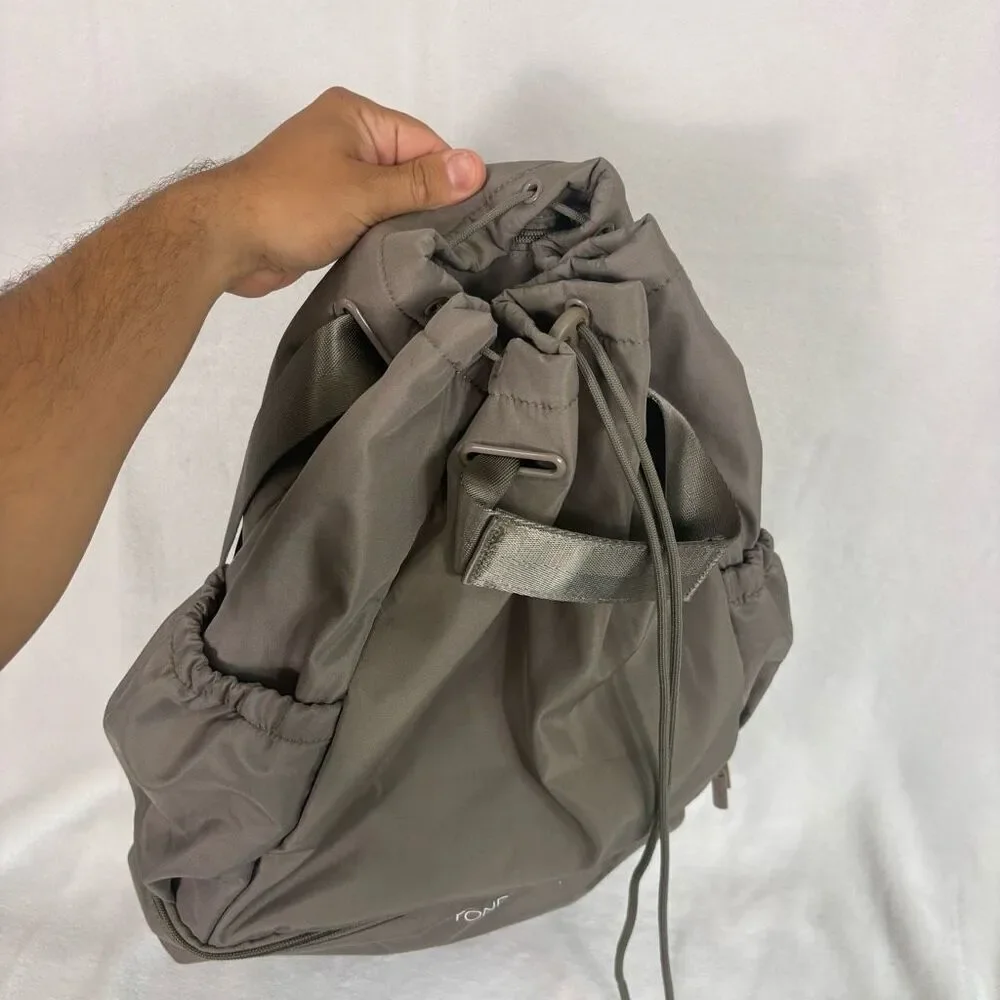Beyond Yoga Grey Drawstring Top Tote Backpack Bag‎ Medium
